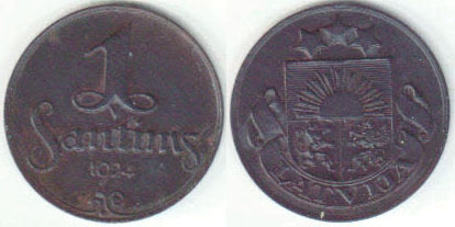1924 Latvia 1 Santims A000614
